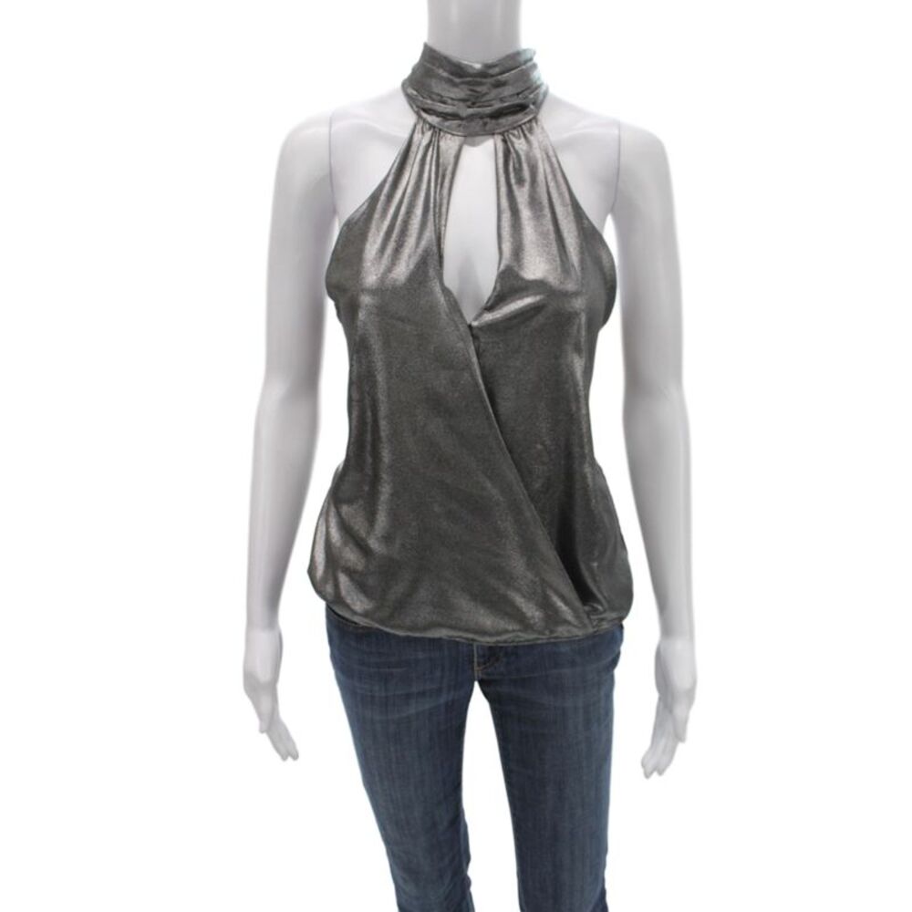 Parker Women Dark Gray High Neck Sleeveless Tank Top 100% Polyester Size XS